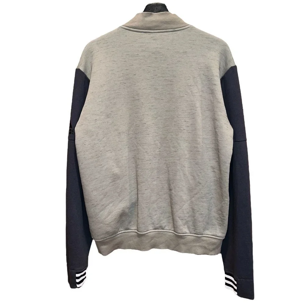 Adidas Cardigan Sweatshirt Mens M Marled Olive Gray Mock Neck Zip Front Pockets
